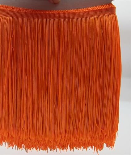 Quaste, Quasten-Nähbesatz, 5 Meter Spitzenfransenquaste, Polyester, 20 cm, Fransen-Spitzenbesatzband for Aufnähen for lateinamerikanische Kleider, Bühnenkleidungszubehör(Orange) von BgnEhRfL