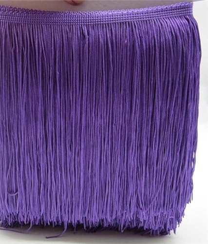 Quaste, Quasten-Nähbesatz, 5 Meter Spitzenfransenquaste, Polyester, 20 cm, Fransen-Spitzenbesatzband for Aufnähen for lateinamerikanische Kleider, Bühnenkleidungszubehör(Purple) von BgnEhRfL