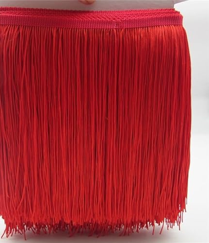 Quaste, Quasten-Nähbesatz, 5 Meter Spitzenfransenquaste, Polyester, 20 cm, Fransen-Spitzenbesatzband for Aufnähen for lateinamerikanische Kleider, Bühnenkleidungszubehör(Red) von BgnEhRfL