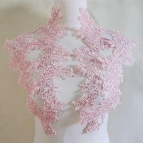 Stickerei-Applikation, Braut-Spitze, 4 Stück, Spitzen-Blumen-Patch-Applikation, Reparatur, Hochzeitskleid-Zubehör, DIY, 36 x 14 cm (Color : Pink) von BgnEhRfL