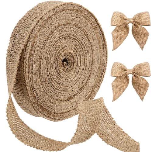 Bhina 1 Rollen 25m Juteband 2,5cm Breits Natürliches Sackleinenband Juteband Sackleinen Vintage Geschenk Dekoband Deko Juteband für DIY Handwerk Weihnachten Deko Hochzeit Party Geschenkverpackung von Bhina