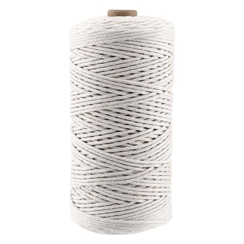 Makramee Garn 2mm Baumwollgarn Beige Baumwollgarn Makramee Garn Baumwollseil 2mm Makramee Kordel Makramee Schnur für DIY Aufhängen, Pflanzenaufhänger, Basteln, Stricken (1 Rolle x 200m) von Bhina