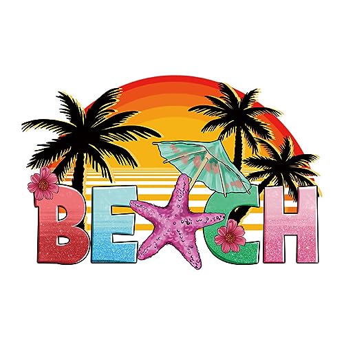 Bianriche Aufnäher zum Aufbügeln Kokosnussbaum Wärmeübertragungsaufkleber Sommer Hawaii DIY-Applikationen Aufnäher für T-Shirts Jeans Rucksäcke Kunstdekoration (L) - #3 von Bianriche