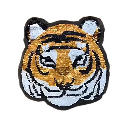 Bianriche Tiger Panda wendbare Pailletten-Patches zum Aufnähen für T-Shirts, Jeans, Hüte, Taschen, DIY-Zubehör von Bianriche
