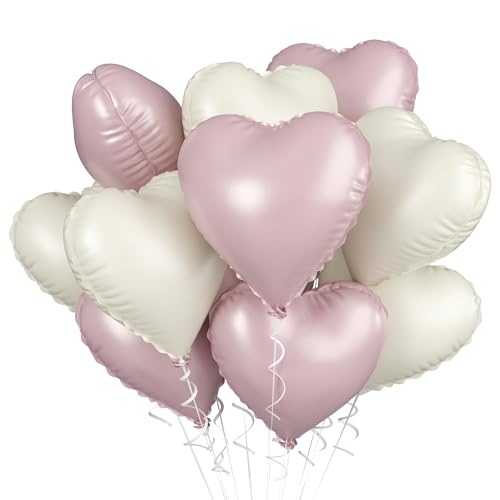 18 Zoll Herzluftballons, 10 Stück Rosa Herzluftballons Hochzeit, Baby Rosa Luftballons Herz Folienballons Valentinstag Helium für Geburtstag Hochzeit Babypartys Verlobung Valentinstag Partydekoration von Biapian