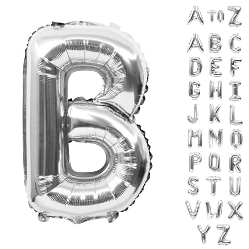 Biapian Buchstaben Ballons XXL, Große Buchstabe B Folienballon, 101.6CM Silber Buchstaben Luftballon Aluminiumfolie Helium Ballons für Geburtstag Babyparty Hochzeit Jubiläum Dekoration (Silber B) von Biapian