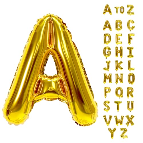 Biapian Folienballon Buchstaben Gold, XXL 40 Zoll Buchstaben A Luftballon Große, Gold Buchstaben Ballon, 101.6CM Alphabet Folienballon Helium für Geburtstag Hochzeit Jubiläum Babyparty Deko (Gold A) von Biapian