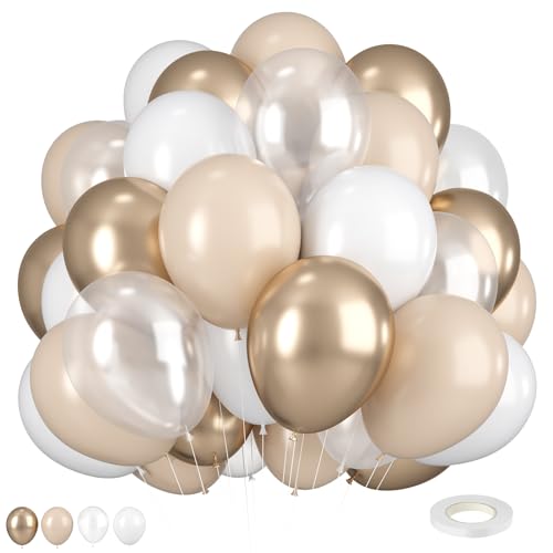 Ballons Beige, Creme Weiß Ballon en Latex à l'hélium Blanc Sable Or avec Ballons à Confettis, Nude und weiße Ballons de fête Nude Blanc crème de 12 Pouces pour la décoration de fête de Mariage von Biapian