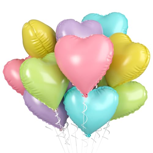 Herz Folienballon Pastell, 10 Stück 18 Zoll Macaron Herzluftballons Valentinstag Herz Folienballons Luftballons für Süßigkeiten Geburtstag Hochzeit Babypartys Verlobung Valentinstag Partydekoration von Biapian