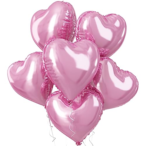 Herzluftballons Rosa, 5 Stück Rosa Folienballon Herz, Rosa Herzluftballons Helium Hochzeit 18 Zoll Rosa Herz Folienballon Deko Valentinstag für Hochzeit, Geburtstagsfeier, Just Married Deko von Biapian