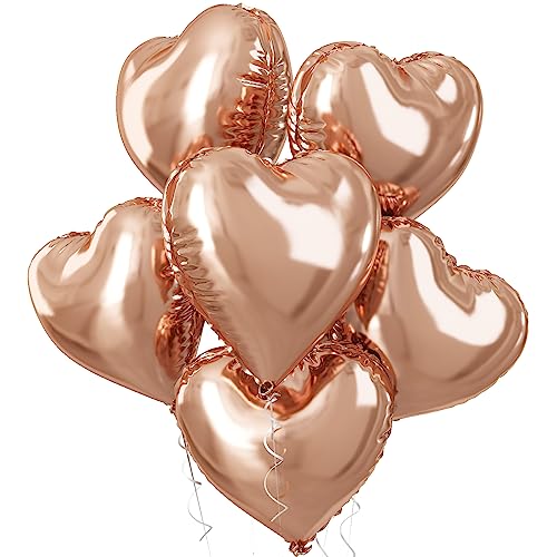 Herzluftballons Roségold, 5 Stück Rosegold Herzluftballons Helium Hochzeit, Roségold Luftballons Hochzeit 18 Zoll Herz Folienballon Deko Valentinstag für Hochzeit, Geburtstagsfeier Deko von Biapian