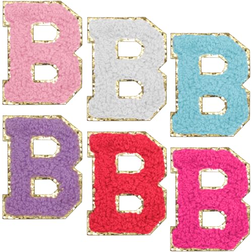 Biaungdo Selbstklebende Chenille-Buchstaben-Aufnäher, 5,1 cm, zum Aufbügeln, Chenille-Aufnäher, große Buchstaben-Aufkleber für Kleidung, Hüte, DIY-Zubehör (gemischte Farben, B) von Biaungdo