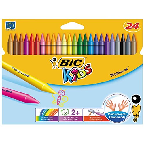 BIC Kids Plastidecor Wachsmalkreiden, Verschiedene Farben inkl. Gold und Silber - 24er Pack von BIC Kids