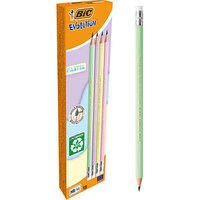 BIC EVOLUTION PASTEL Bleistifte HB rosa, lila, grün, gelb mit Radierer, 10 St. von Bic