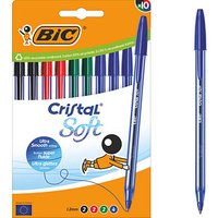 BIC Kugelschreiber Cristal Soft transparent Schreibfarbe farbsortiert, 10 St. von Bic