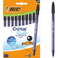 BIC Kugelschreiber Cristal Soft transparent, Schreibfarbe: schwarz, 10 St. von Bic