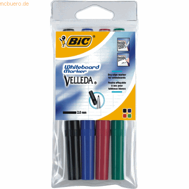 Bic Whiteboardmarker Velleda 4er Etui sortiert von Bic