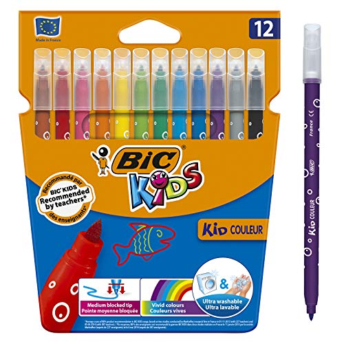 BIC Kids 9202942 Fasermaler Kid Couleur, 12 Stück von BIC