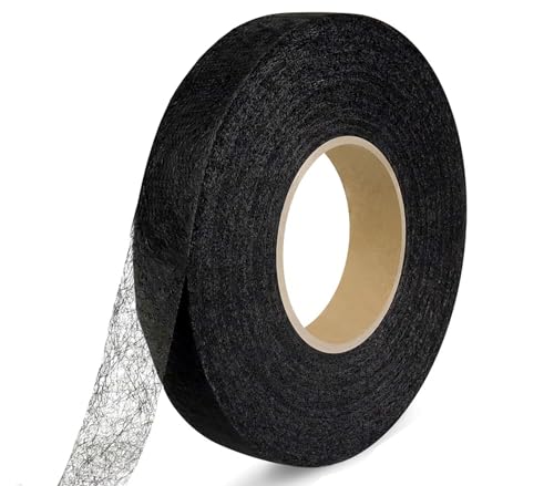 100 Meter Saumband zum Aufbügeln Schwarz Bügelband 20 mm Breit Bügelsaumband Selbstklebende Nahtband zum Reparieren Stoff, Gardinen,Hosen, Kleidung ohne nähen Iron on Hem Tape (100 M-2 cm Schwarzer) von Bicoozz