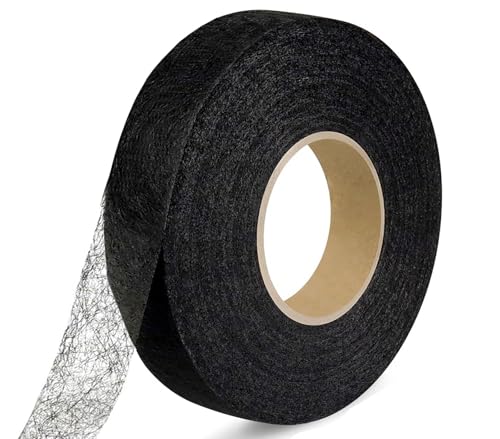 100 Meter Saumband zum Aufbügeln Schwarz Bügelband 25 mm Breit Bügelsaumband Selbstklebende Nahtband zum Reparieren Stoff, Gardinen,Hosen, Kleidung ohne nähen Iron on Hem Tape (100 M-2.5 cm Schwarzer) von Bicoozz