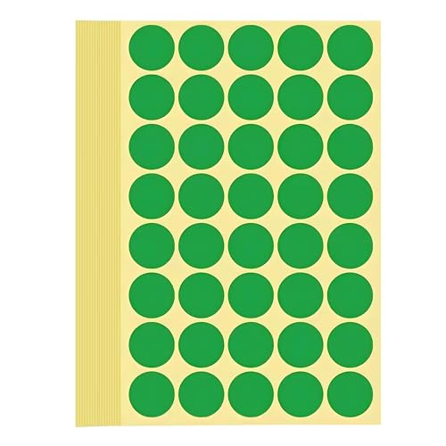 1200 Stück Klebepunkte Aufkleber 25 mm Runde Punktaufkleber Farbkodierun Etiketten selbstklebende Markierungspunkte zum Beschriften, Basteln Green Stickers Round Color Coding Labels (Grün 2.5 cm) von Bicoozz