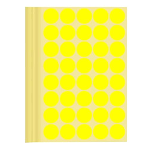 1200 Stück Klebepunkte Aufkleber 25 mm Runde Punktaufkleber Farbkodierun Etiketten selbstklebende Markierungspunkte zum Beschriften, Basteln Yellow Stickers Round Color Coding Labels (Gelb 2.5 cm) von Bicoozz