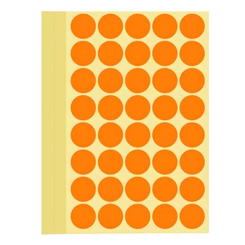 1200 Stück Klebepunkte Aufkleber 25 mm Runde Punktaufkleber Farbkodierun Etiketten selbstklebende Markierungspunkte zum Beschriften und Basteln Stickers Round Color Coding Labels (Orange 2.5 cm) von Bicoozz