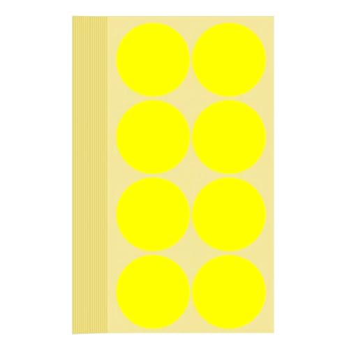 240 Stück Klebepunkte Aufkleber 50 mm Runde Punktaufkleber Farbkodierun Etiketten selbstklebende Markierungspunkte zum Beschriften, Basteln Yellow Stickers Round Color Coding Labels (Gelb 5 cm) von Bicoozz