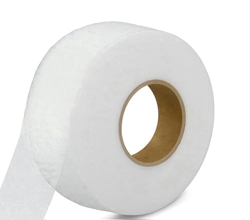 50 Meter Saumband zum Aufbügeln Weiß Bügelband 50 mm Breit Bügelsaumband Selbstklebende Nahtband zum Reparieren von Stoff, Gardinen, Hosen, Kleidung ohne nähen Iron on Hem Tape (50 M-5 cm Weiss) von Bicoozz