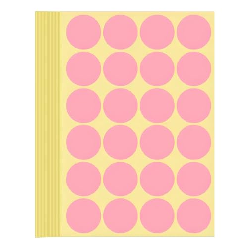 720 Stück Klebepunkte Aufkleber 32 mm Runde Punktaufkleber Farbkodierun Etiketten selbstklebende Markierungspunkte zum Beschriften, Basteln Pink Stickers Round Color Coding Labels (Rosa 3.2 cm) von Bicoozz