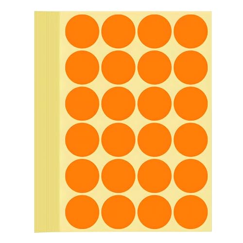 720 Stück Klebepunkte Aufkleber 32 mm Runde Punktaufkleber Farbkodierun Etiketten selbstklebende Markierungspunkte zum Beschriften und Basteln Stickers Round Color Coding Labels (Orange 3.2 cm) von Bicoozz