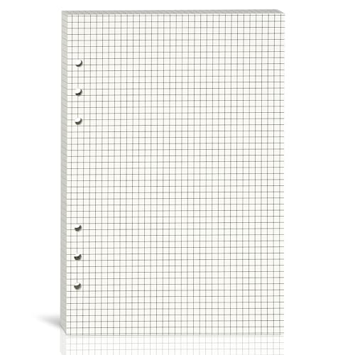 Bidponds A5-Raster-Nachfüllpapier, A5-Graph-Füllpapier, 6-fach gelocht, kariertes A5-Nachfüllpapier für 6 Ringbücher, 80 Blatt (160 Seiten), 8,25 x 5,6 Zoll, Beige (1) von Bidponds