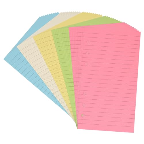 Filofax A6 liniertes farbiges Papier, A6, lose Blätter, farbiges Papier für 6-Ringbuch, 6-fach gelocht, Nachfüllpapiereinlagen, 50 Blatt/100 Seiten, liniert (17,2 x 9,5 cm) (1) von Bidponds