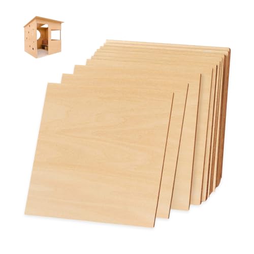 Bieiyhe 10 Stück Dünne Holzplatten 200 x 200 x 1,5 mm, Bastelholz Platten, Pappelsperrholz, Lindenholz Platten, Balsaholz Plotter, Holz zum Plotten, Basswood for Carving für Laserprojekte, DIY Modell von Bieiyhe