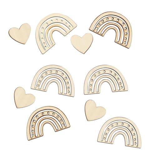 Bieiyhe 100 Stück Streudeko Taufe Deko Holz Regenbogen Tischdeko Taufe Herzen Streudeko Holz Bastelset Kinder Dekoration Konfetti zum Basteln Holzherzen zum Bemalen für Babyparty Geburtstag Hochzeit von Bieiyhe