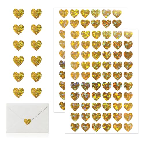 Bieiyhe 1200pcs Aufkleber Herz Sticker Glitzer Kleine Sticker Selbstklebend Heart Stickers Small Hochzeit Aufkleber Rolle Aufkleber Valentinstag Mini Sticker Love Vintage für Basteln Scrapbooking-Gold von Bieiyhe