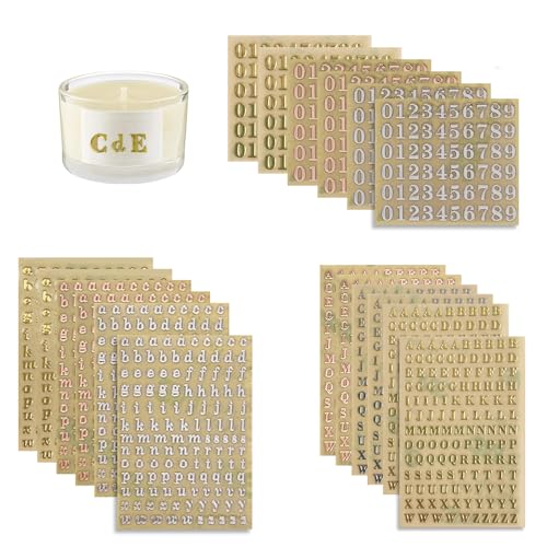 Bieiyhe 18pcs Selbstklebende Buchstaben Aufkleber Gold Silber Klebebuchstaben Wachsbuchstaben für Kerzen Buchstaben Sticker zum Aufkleben Wachszahlen Aufkleber Kerzen Sticker Letter Alphabet Nummern von Bieiyhe