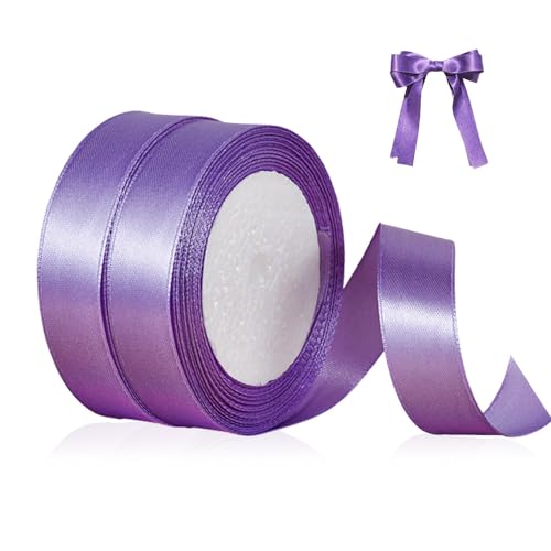 Bieiyhe 2 Rollen Satinband Geschenkband Schleifenband Violett 20mm x 22m Seidenbänder zum Basteln Satinbänder Breit Ribbon Band Geschenkbänder Stoff Schmal Dekoband Stoffband für Hochzeit,Verpacken von Bieiyhe