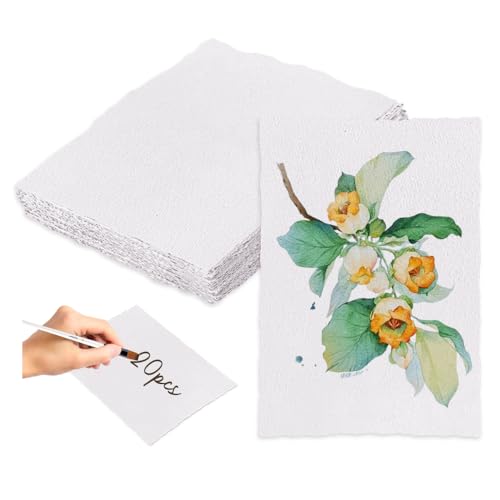 Bieiyhe 20 Blätter Büttenpapier Briefpapier 28 X 19 cm,300GSM Baumwollpapier,Handgeschöpftes Papier Rau,Aquarellpapier,Blanko Karten Büttenpapier Handgemachtes,Büttenpapier Hochzeit für Skizzieren von Bieiyhe