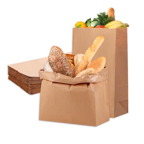 Bieiyhe 20 Stück Kraftpapiertüten Braun 20x12.5x30 cm, Brottüten Papier Geschenktüten Natur, Packpapier Tüten, Brown Paper Bags, Frühstückstüten, Papiertüten Lebensmittel, Brotzeittüten,Papiersäckchen von Bieiyhe