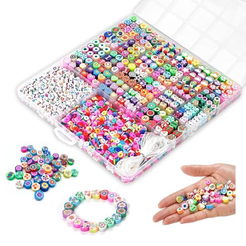 Bieiyhe 2300pcs Perlen für Armbänder Kit,Perlen zum Auffädeln Kinder,Beads For Bracelets,Armbänder Selber Machen,Polymer Ton Perlen,Diy Armband Set,Perlen für Schmuckherstellung,Perlenschmuck Basteln von Bieiyhe