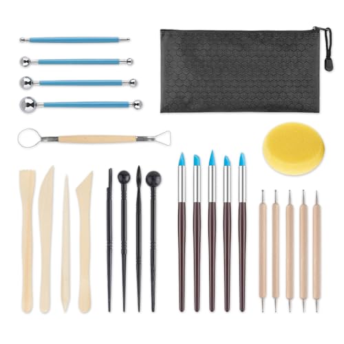 Bieiyhe 25 Stück Modellierwerkzeug,Modelliermasse Werkzeug,Polymer Clay Sculpting Tools,Clay Pottery Tool,Ton Werkzeug Set,Töpferwerkzeug Set,Clay Ceramic Set,Carving Tools Clay,Keramik Sculpting Tool von Bieiyhe