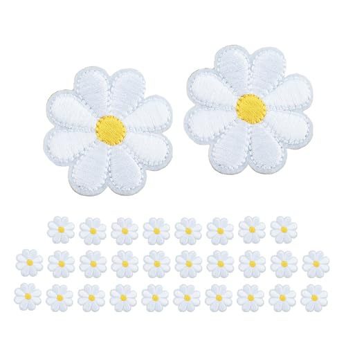 Bieiyhe 30 Stück Patches zum Aufbügeln Gänseblümchen Blumen Bügelflicken Applikationen zum Aufbügeln Handwerk Blumen Stickerei Applikation Diy Dekorative Patches Exquisite Stickerei Bügelbilder von Bieiyhe