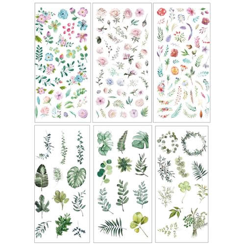 Bieiyhe 36 Sticker Blumen,Stickers Leaves,Scrapbooking Sticker Set,Sticker Fotoalbum, Sticker Flowers Vintage,Aufkleber Sammelalbum,Aufkleber Blumen,Aufkleber Pflanzen,Mit 3 Rolls Of Adhesive Tape von Bieiyhe