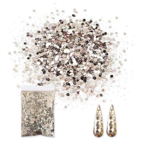 Bieiyhe 50g Glitzer Pailletten Platin Kosmetik Make Up Glitzer zum Basteln Streuglitzer Gesicht Glitter Pulver Farben Glitter Chunky Glitzer Set Pailletten für Körper Glitter Nagelkunst für Musik von Bieiyhe