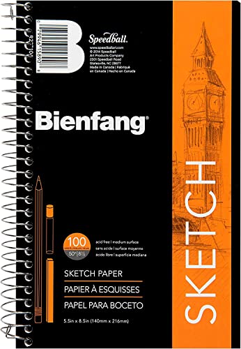 Bienfang Skizzenblock, 14 x 21,6 cm, 100 Blatt à 27,2 kg, 90 g/m² Kunstpapier, Spiralbindung, Skizzenbuch, Zeichenbuch, 3 Stück von Bienfang