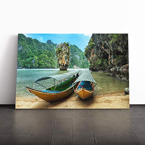 Big Box Art Leinwanddruck Phang NGA Boote Thailand - Wandbild auf Leinwand mit Keilrahmen und Keilrahmen für Küche, Wohnzimmer, Esszimmer, Schlafzimmer, Flur, Mehrfarbig, 24x16 Inch von Big Box Art