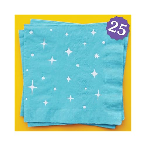 Big Dot of Happiness Blaue Lunch-Servietten, Geburtstagsparty-Geschirr, Junggesellinnenabschied, Dekoration, Babyparty, 6,5 x 6,5 cm gefaltete Serviette, 3-lagig, 25 Stück von Big Dot of Happiness