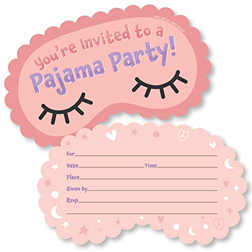 Big Dot of Happiness Einladungskarten für Pyjama-Schlummer-Party, geformte Einladungskarten zum Ausfüllen, für Mädchen, mit Umschlägen, 12 Stück von Big Dot of Happiness