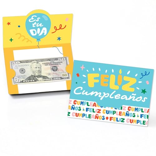 Big Dot of Happiness Feliz Cumpleanos Geld- und Geschenkkartenhalter "Happy Birthday", 8 Stück von Big Dot of Happiness